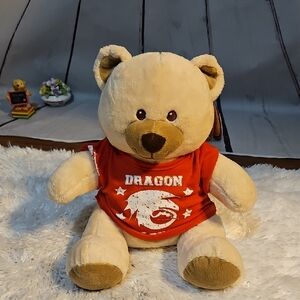 Build A Bear Tan DRAGON Red Shirt Plush‎ Stuffed Animal Toy